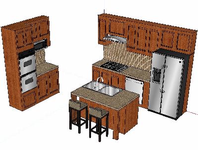 厨柜吊柜餐台操作台sketchup模型