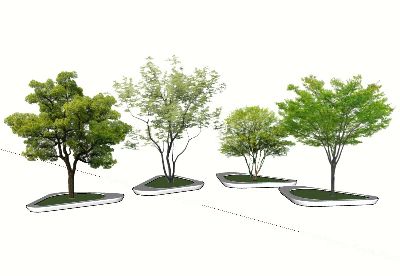 4套现代异形景观树池座椅草图大师模型